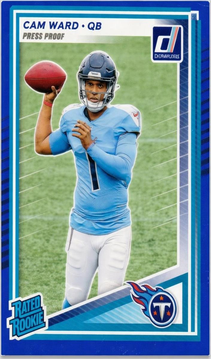 2025 Panini Donruss Football Press Proof Blue Cam Ward #350