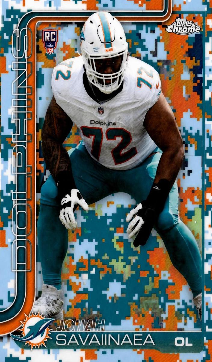 2025 Topps Chrome Football Team Camo Variation Jonah Savaiinaea #380