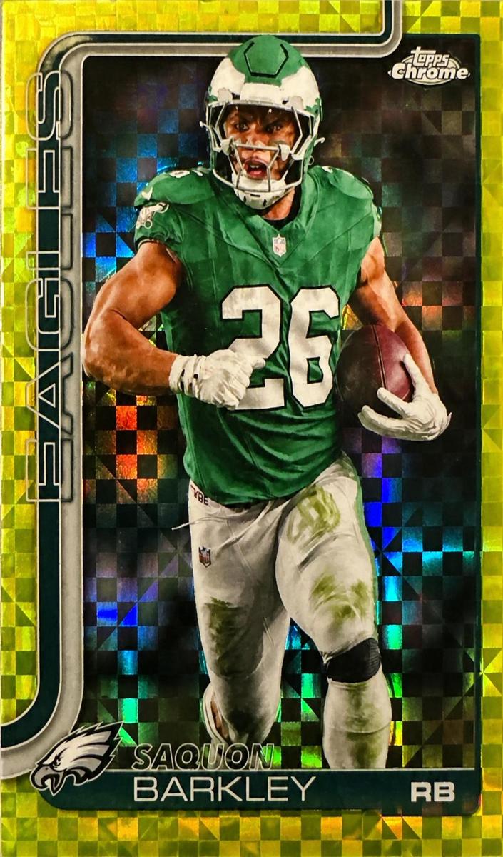2025 Topps Chrome Football Lime Green X-Fractor Saquon Barkley #248