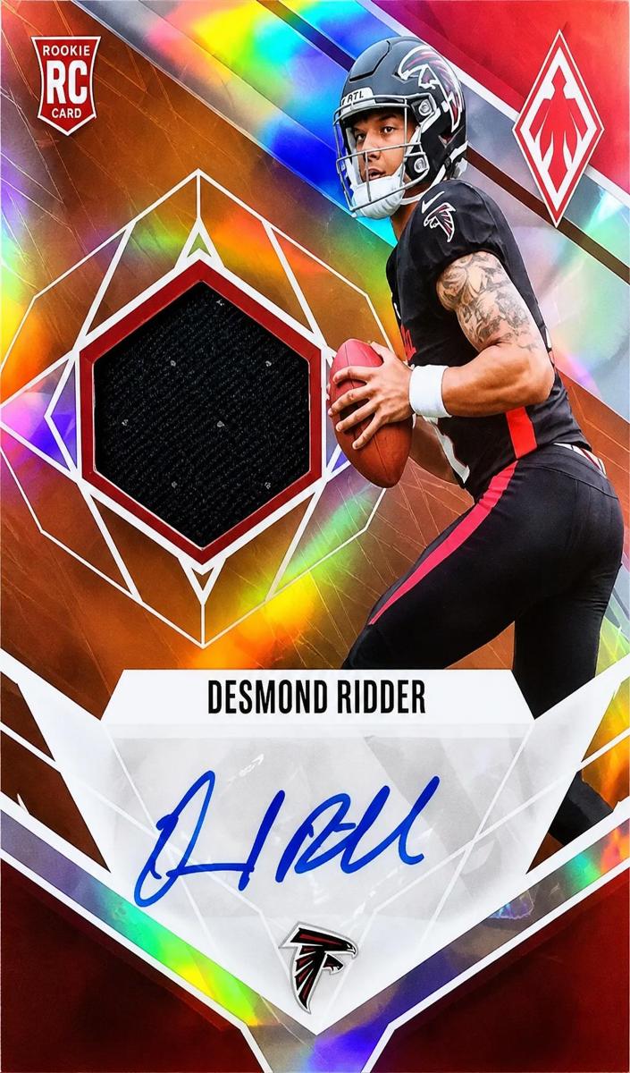 2022 Panini Phoenix Football Orange Desmond Ridder #RJA-DR PSA 8