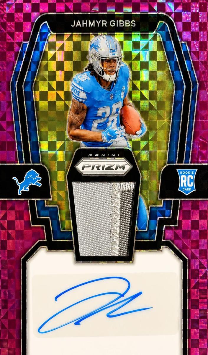 2023 Panini Prizm Football Purple Power Jahmyr Gibbs #RPA-JG PSA 9