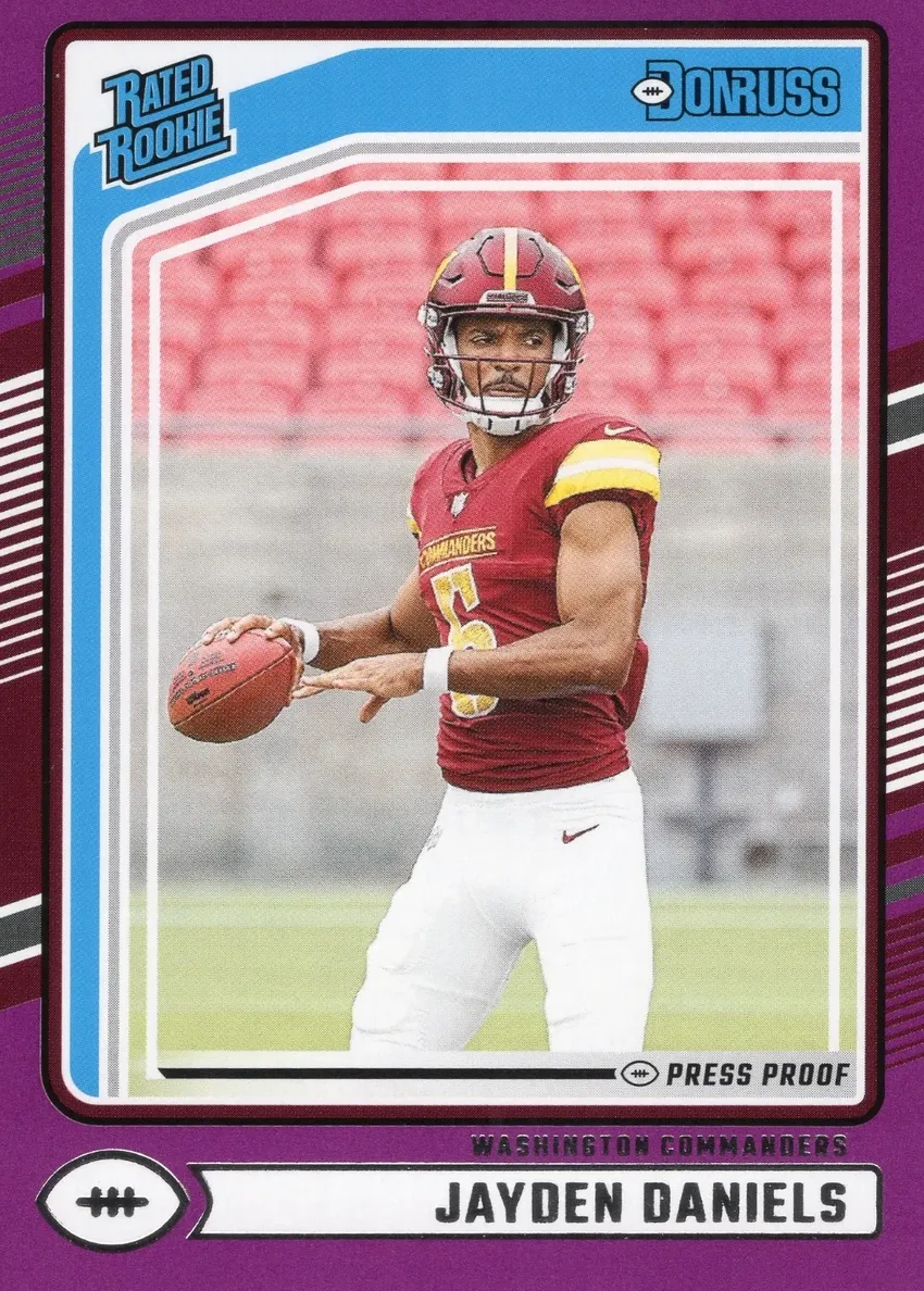 2024 Panini Donruss Football Press Proof Purple Jayden Daniels #389 PSA 8