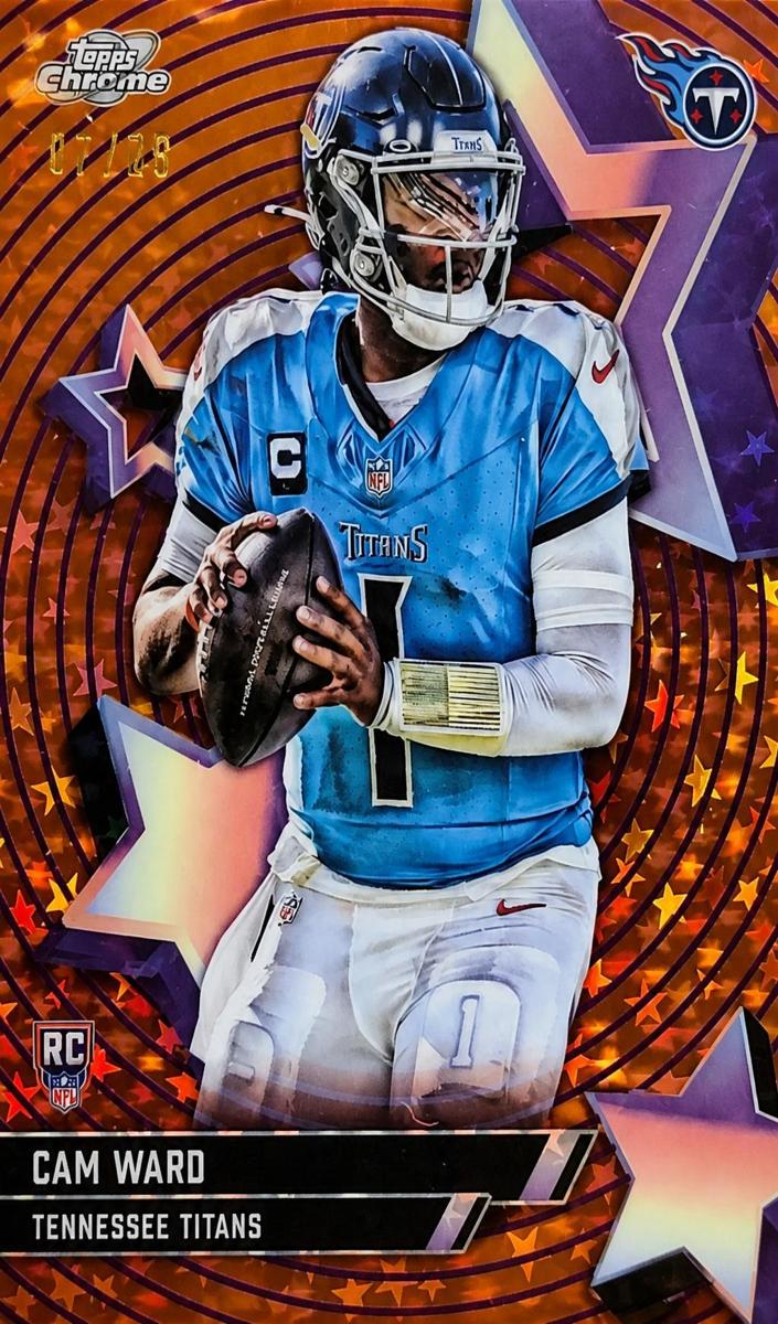 2025 Topps Cosmic Chrome Football Orange StarFractor Cam Ward #SF-88