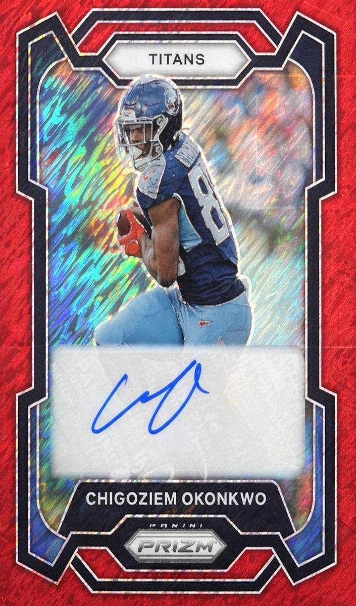2023 Panini Prizm Football Red Shimmer Chigoziem Okonkwo #288