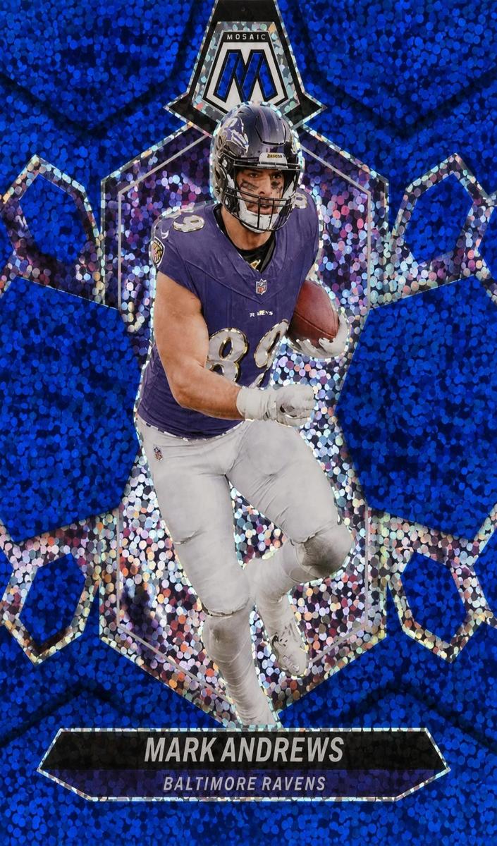 2024 Panini Mosaic Football Blue Sparkle Mark Andrews #18 PSA 8
