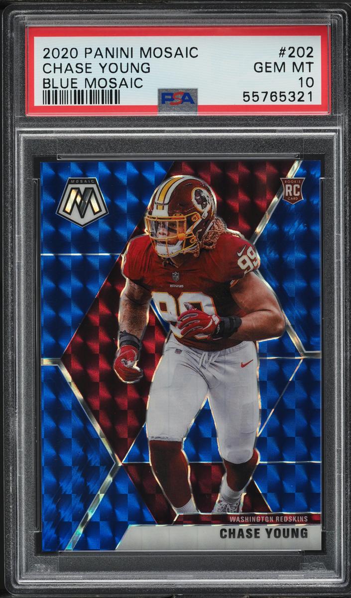 2020 Panini Mosaic Football Mosaic Blue Chase Young #202 PSA 9
