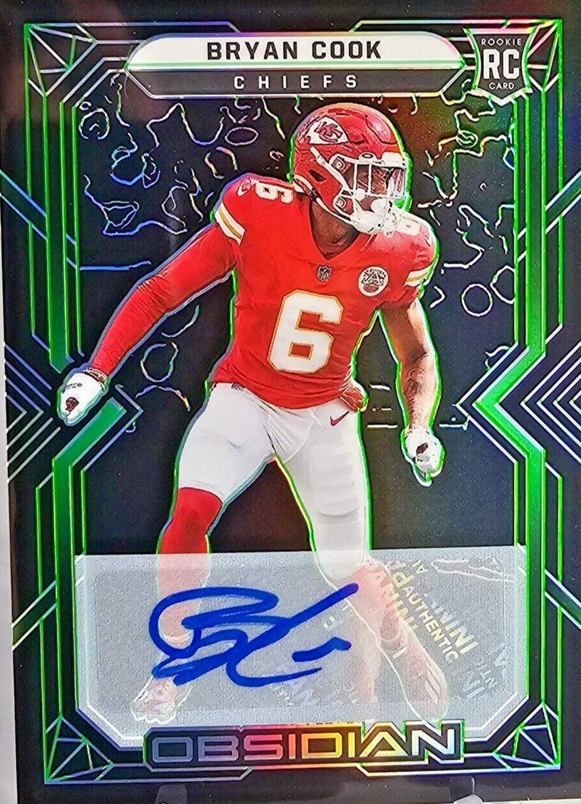 2022 Panini Obsidian Football Electric Etch Green Bryan Cook #157
