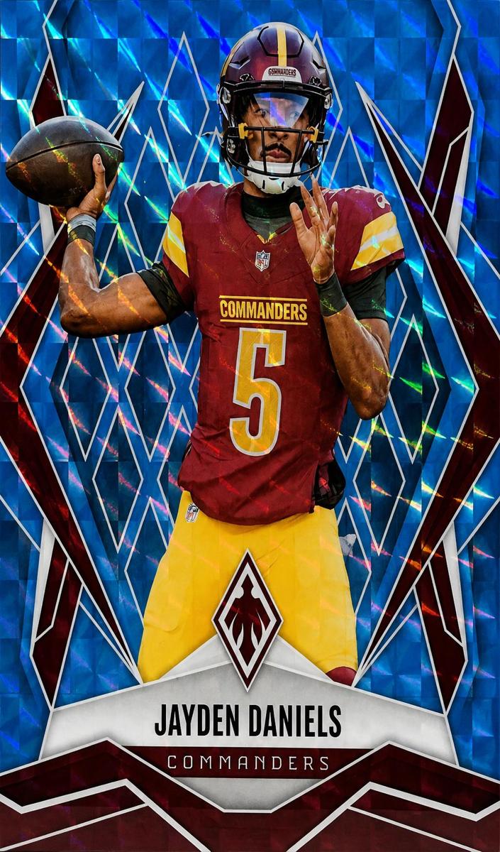 2025 Panini Phoenix Football Light Blue Pyramids Jayden Daniels #8