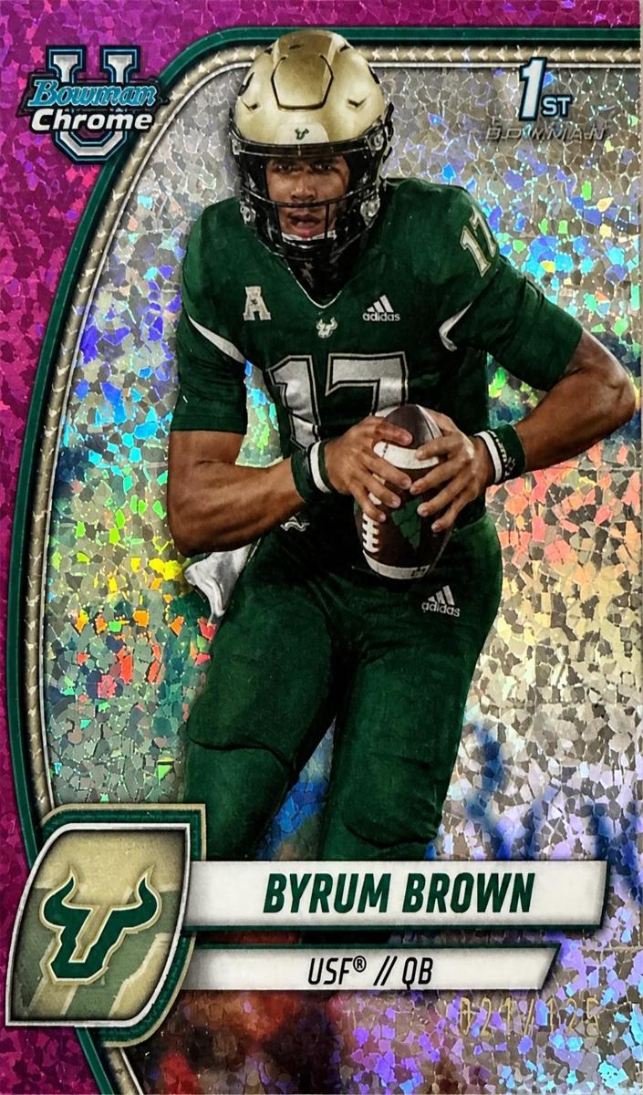 2024 Bowman Chrome University Football Fuchsia Mini Diamond Refractor Byrum Brown #34