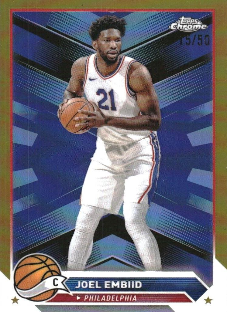 2023 Topps Chrome Basketball Gold Refractor Joel Embiid #100