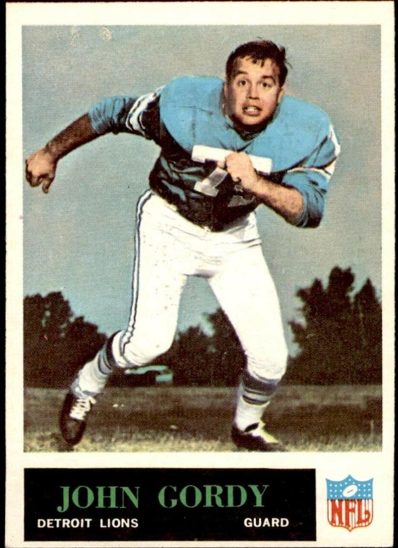 1965 Philadelphia Football John Gordy #62 PSA 8