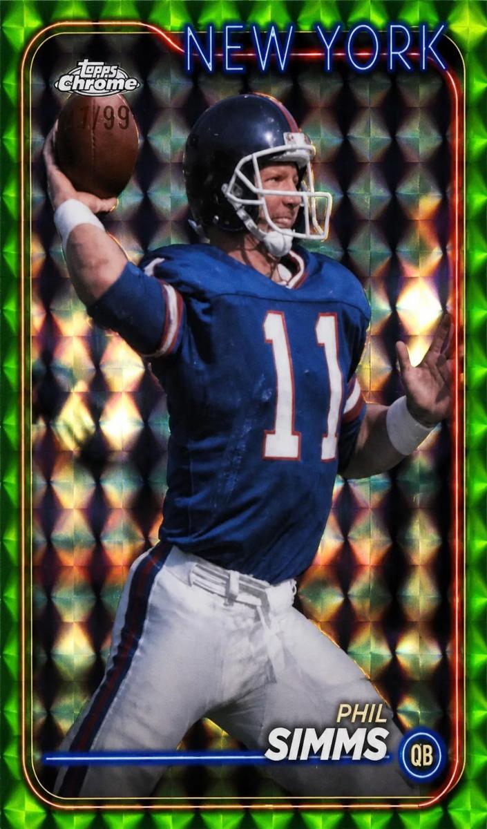 2024 Topps Chrome Football Green Geometric Refractor Phil Simms #140