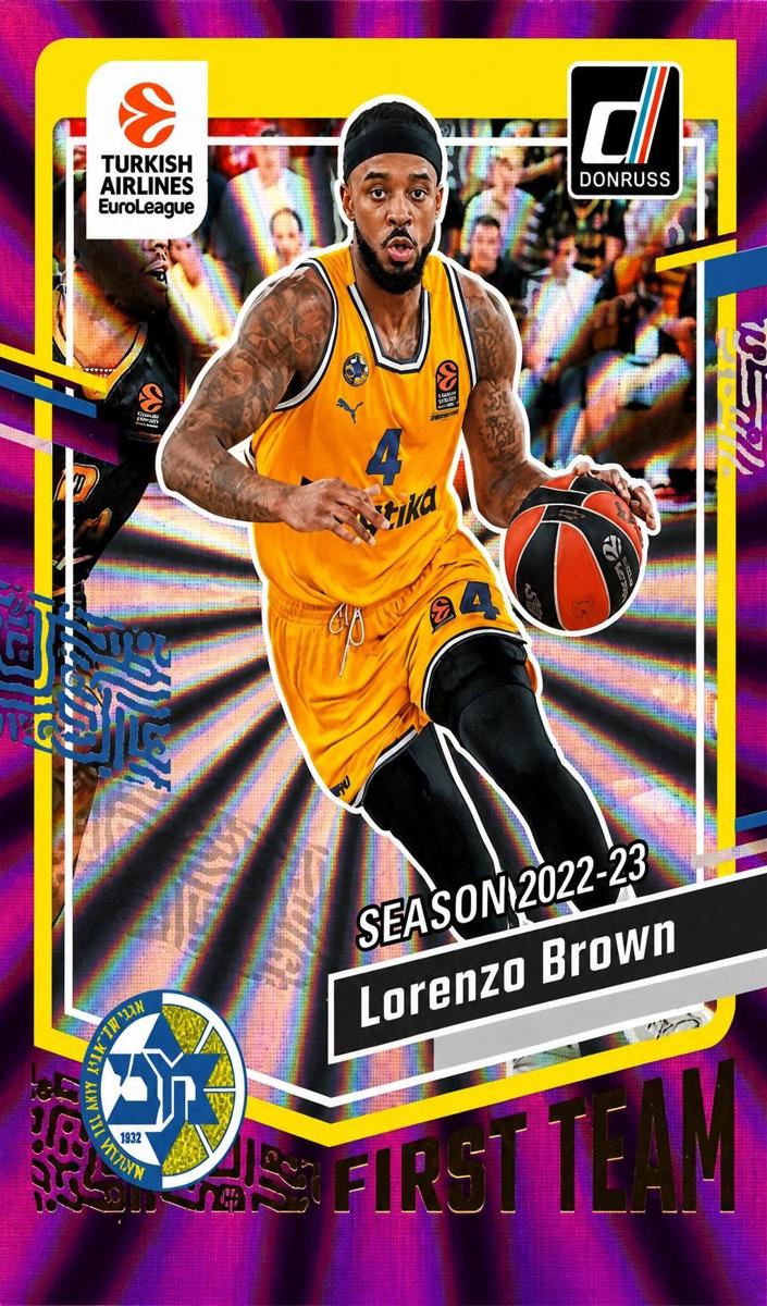 2023 Donruss Turkish Airlines EuroLeague Basketball Purple Laser Lorenzo Brown #198