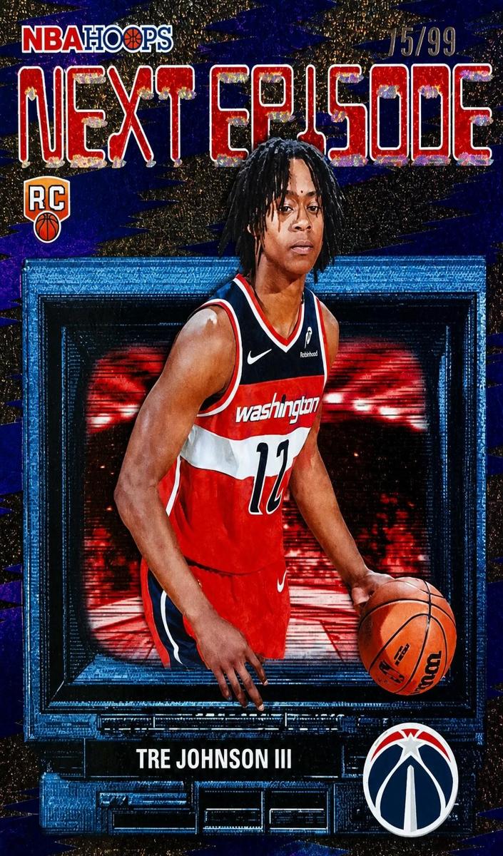 2025 Topps NBA Hoops Basketball Pixel Burst Purple Tre Johnson III #NE-6
