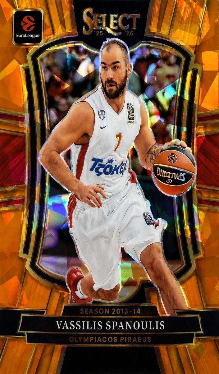 2025 Panini Select EuroLeague Basketball Orange Cracked Ice Vassilis Spanoulis #125