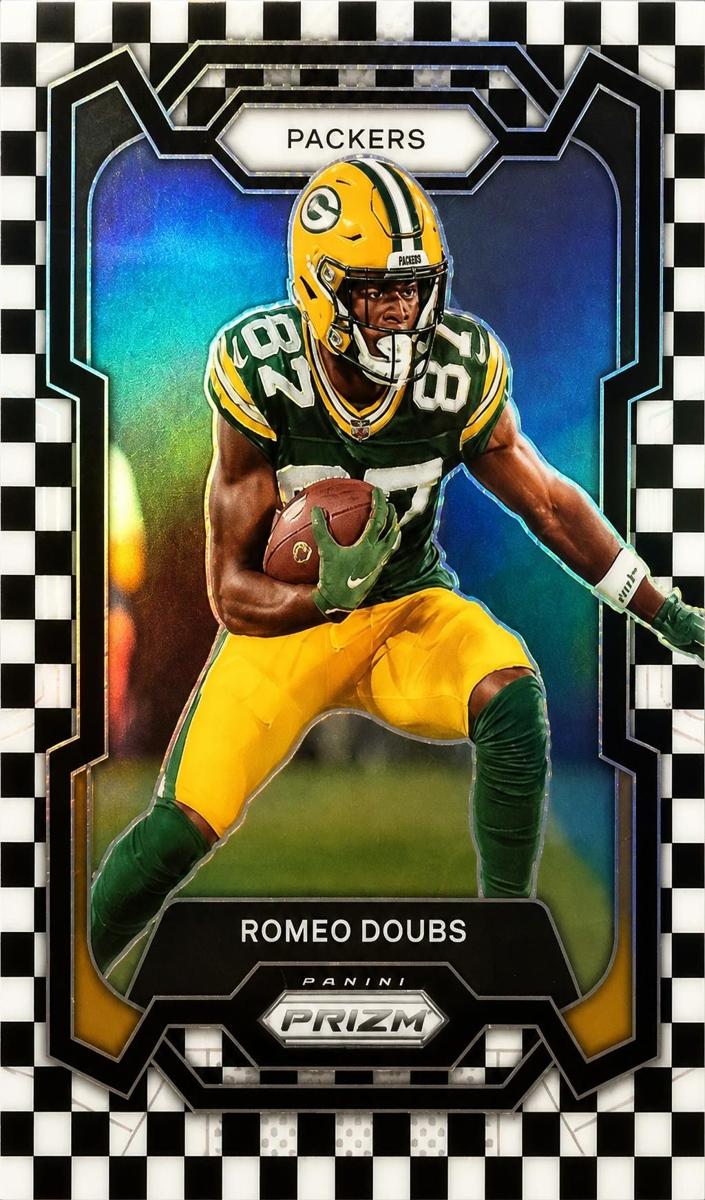 2023 Panini Prizm Football Black and White Checker Romeo Doubs #114 PSA 10