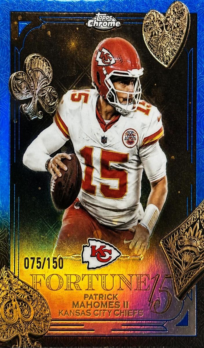 2025 Topps Chrome Football Blue Refractor Patrick Mahomes II #F15-6
