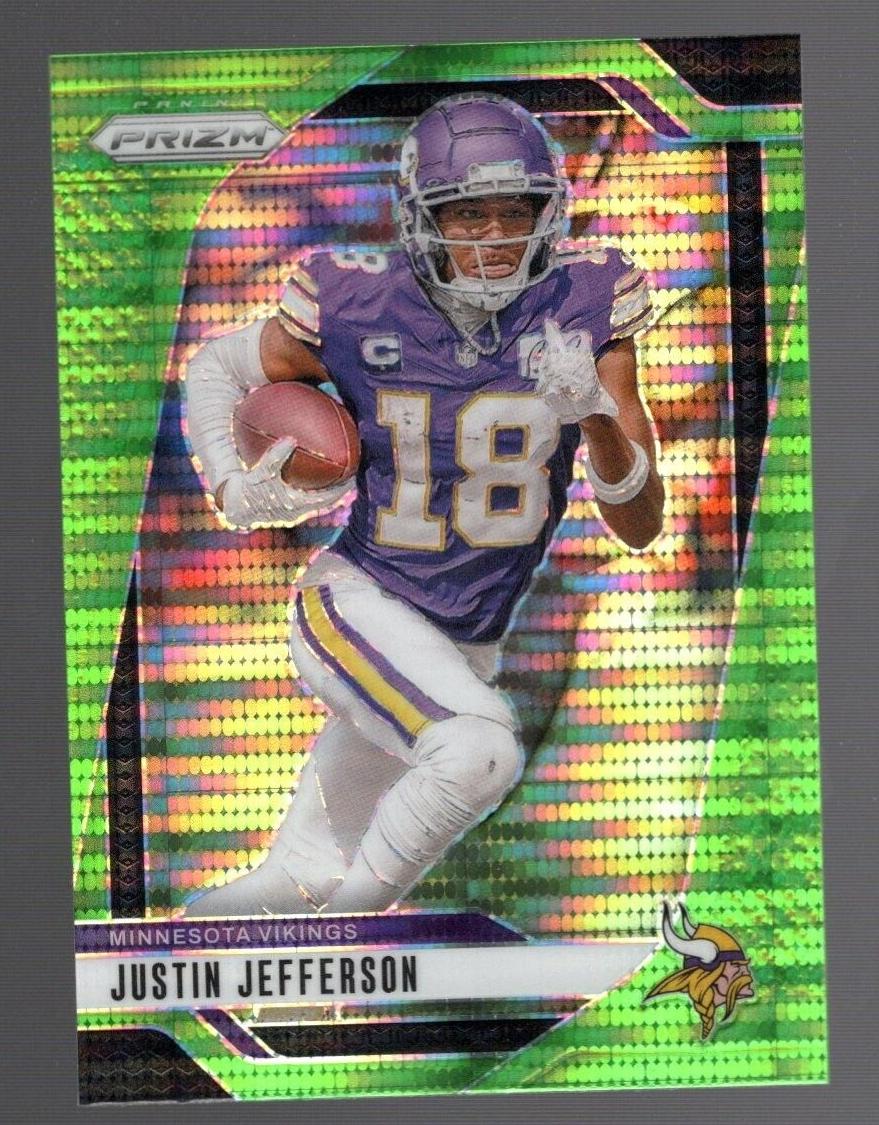 2024 Panini Prizm Football Neon Green Pulsar Justin Jefferson #187 PSA 9