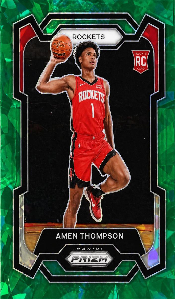2023 Panini Prizm Basketball Green Ice Amen Thompson #150 PSA 9