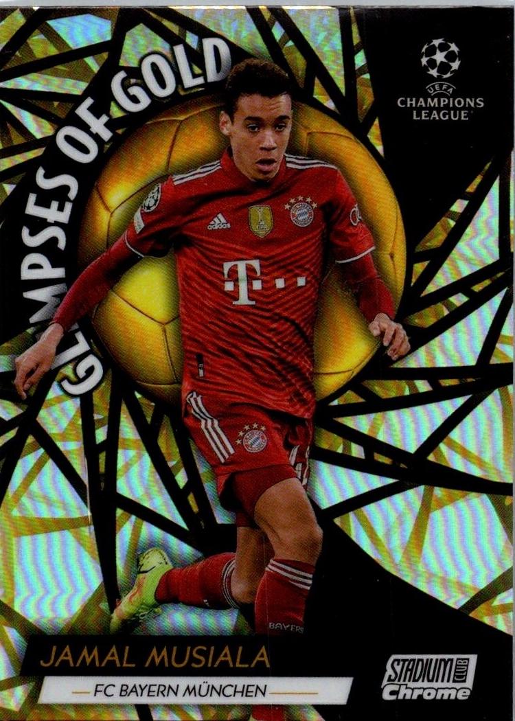 2021 Topps Stadium Club Chrome UEFA Champions League Soccer Gold Jamal Musiala #GG-JM