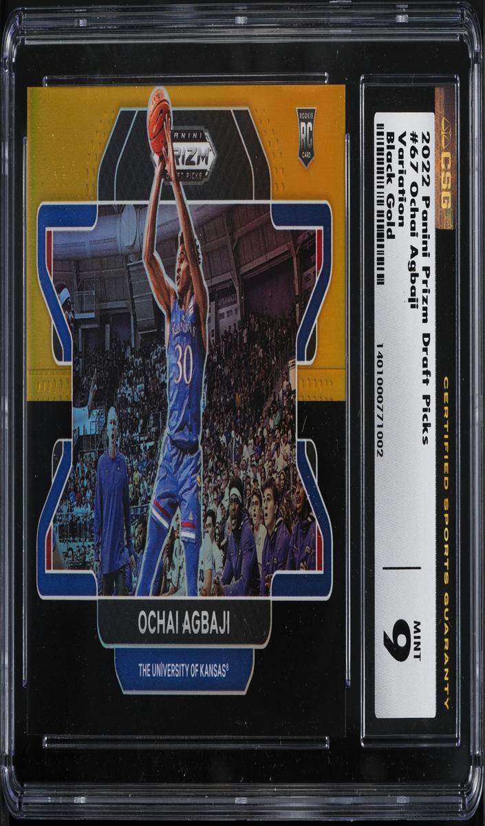 2022 Panini Prizm Draft Picks Basketball Black Gold Ochai Agbaji #67 CGC 8.5