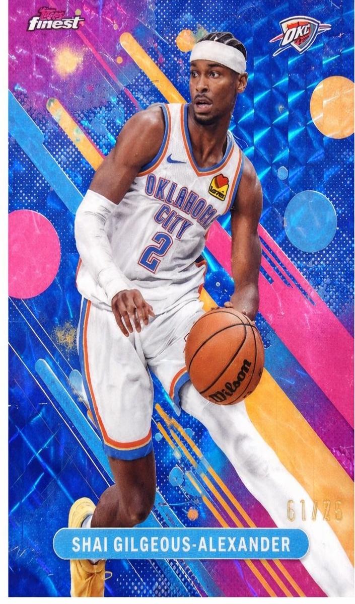 2025 Topps Finest Basketball Blue Geometric Refractor Shai Gilgeous-Alexander #66 PSA 10