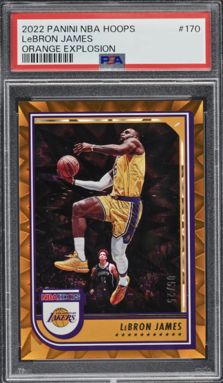 2022 Panini Hoops Basketball Orange Explosion LeBron James #170 PSA 9