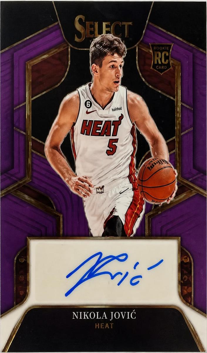 2022 Panini Select Basketball Neon Purple Pulsar FOTL Nikola Jovic #RJA-NKJ PSA 10