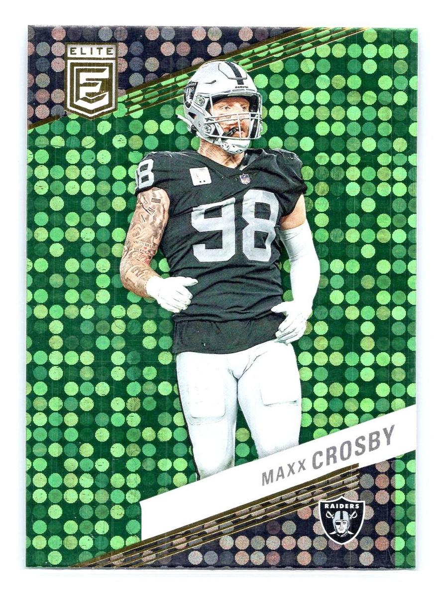 2023 Donruss Elite Football Green Disco Maxx Crosby #73 PSA 8
