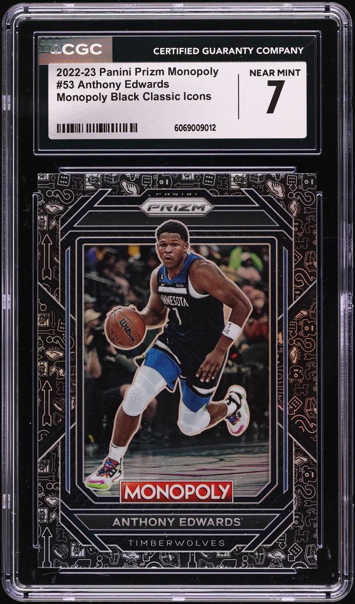 2022 Panini Prizm Monopoly Basketball Black Classic Icons Anthony Edwards #53 BGS 8