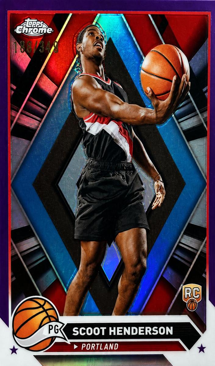 2023 Topps Chrome Basketball Purple Refractor Scoot Henderson #60 PSA 8.5
