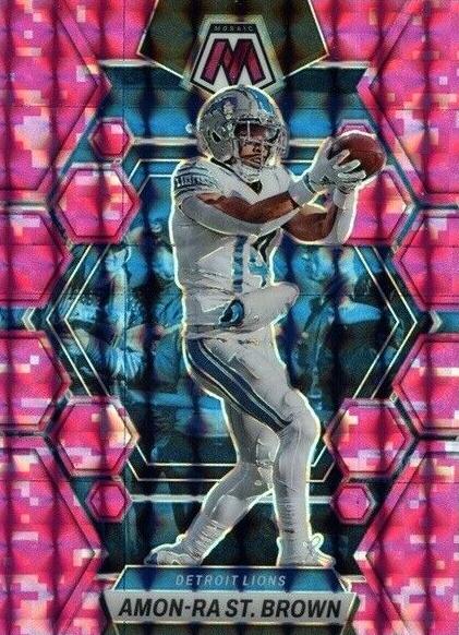 2023 Panini Mosaic Football Camo Pink Amon-Ra St. Brown #186