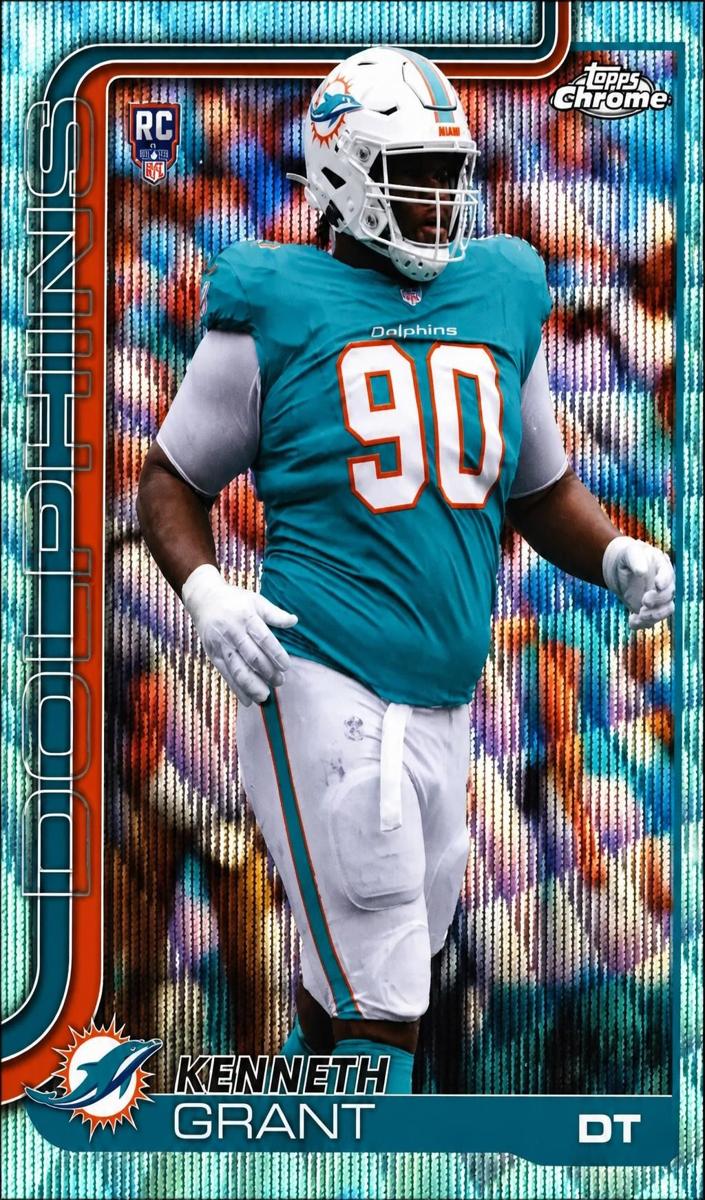 2025 Topps Chrome Football Teal Wave Refractor Kenneth Grant #362