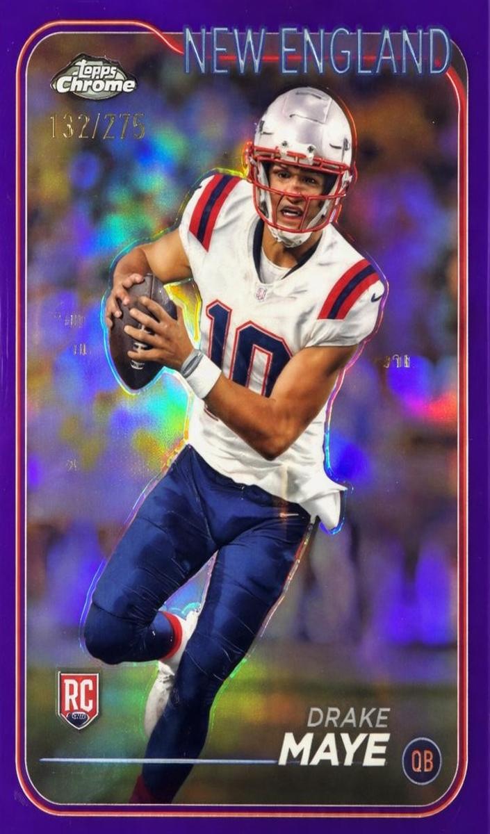 2024 Topps Chrome Football Purple Refractor Drake Maye #203 BGS 9.5