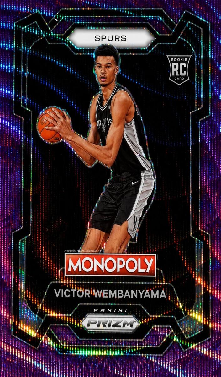 2023 Panini Prizm Monopoly Basketball Purple Millionaire Shimmer Victor Wembanyama #81 PSA 9