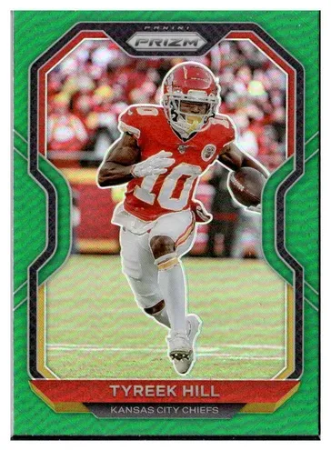 2020 Panini Prizm Football Green Prizm Tyreek Hill #120 PSA 9