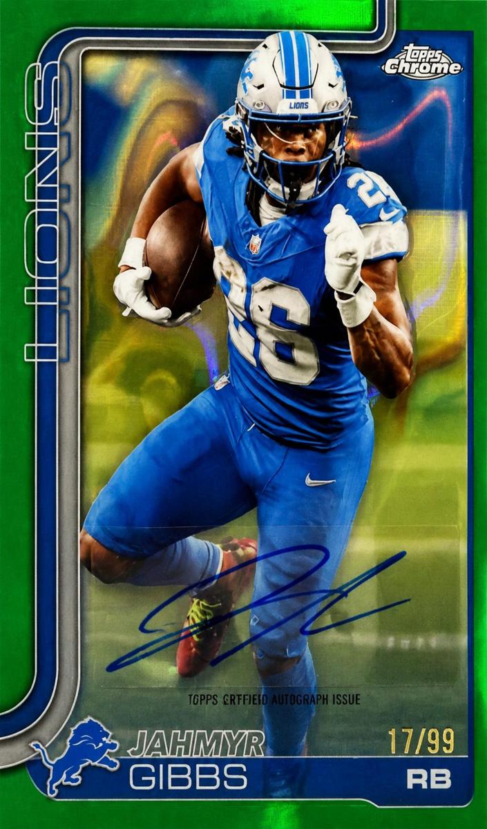 2025 Topps Chrome Football Green Lava Refractor Jahmyr Gibbs #BA-JG