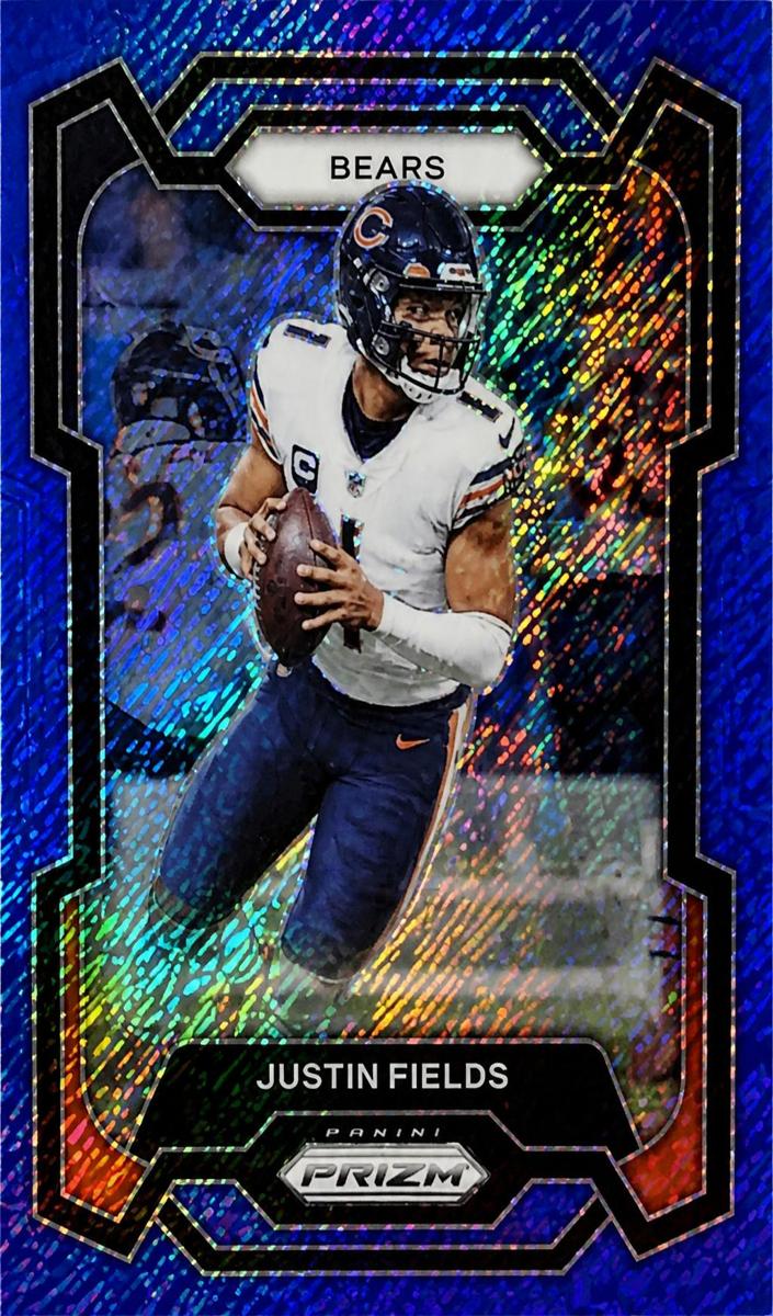 2023 Panini Prizm Football Blue Shimmer Justin Fields #48 PSA 9