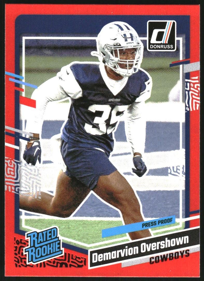 2023 Panini Donruss Football Press Proof Red Demarvion Overshown #323 PSA 8