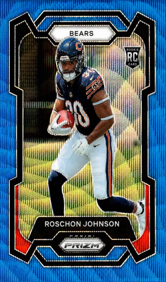 2023 Panini Prizm Football Blue Wave Roschon Johnson #314 PSA 8.5