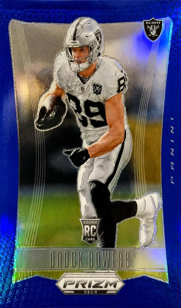 2024 Panini Prizm Deca Football Blue Brock Bowers #170 PSA 9