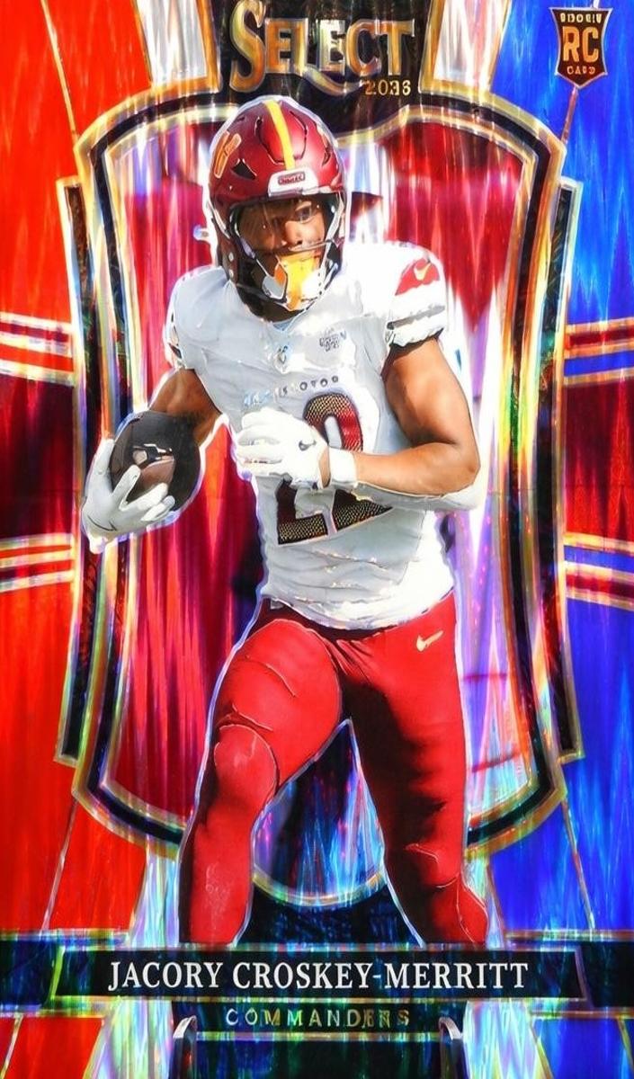 2025 Panini Select Football Red and Blue Shock Jacory Croskey-Merritt #188