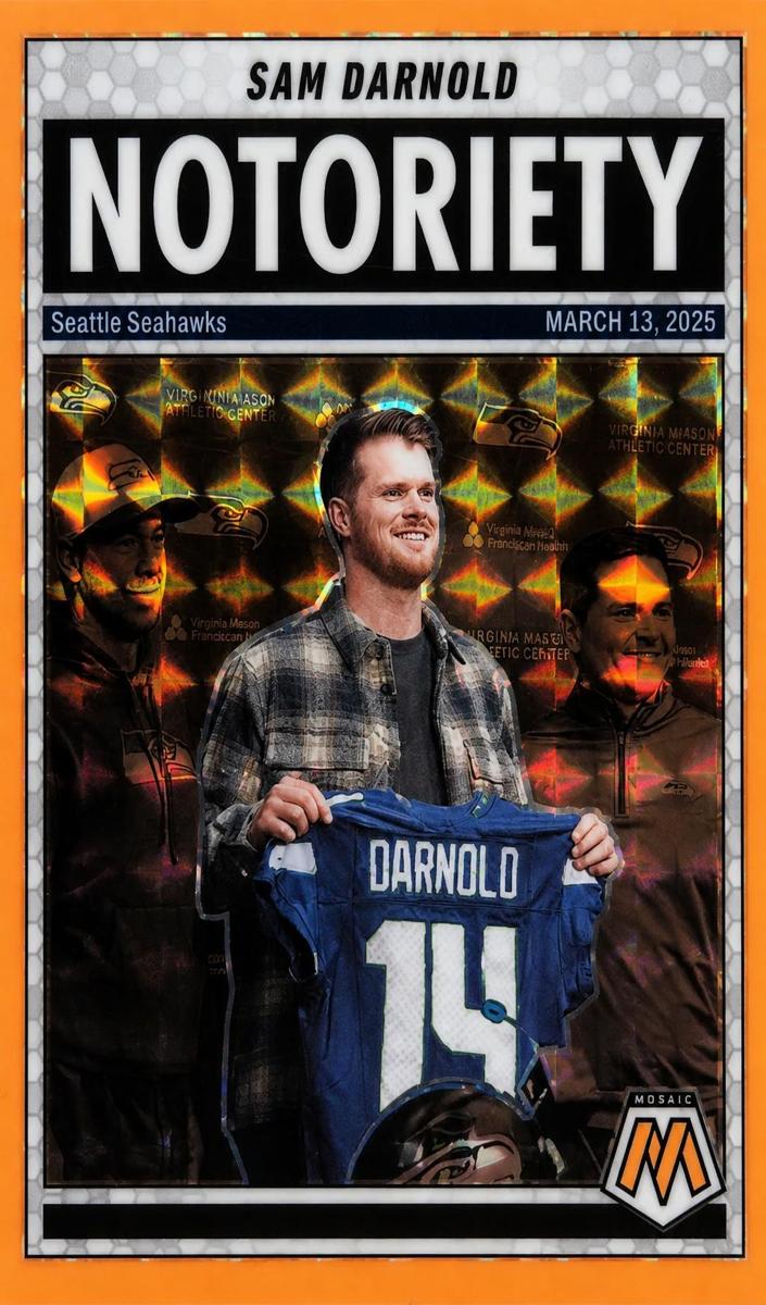 2025 Panini Mosaic Football Orange Fluorescent Sam Darnold #9