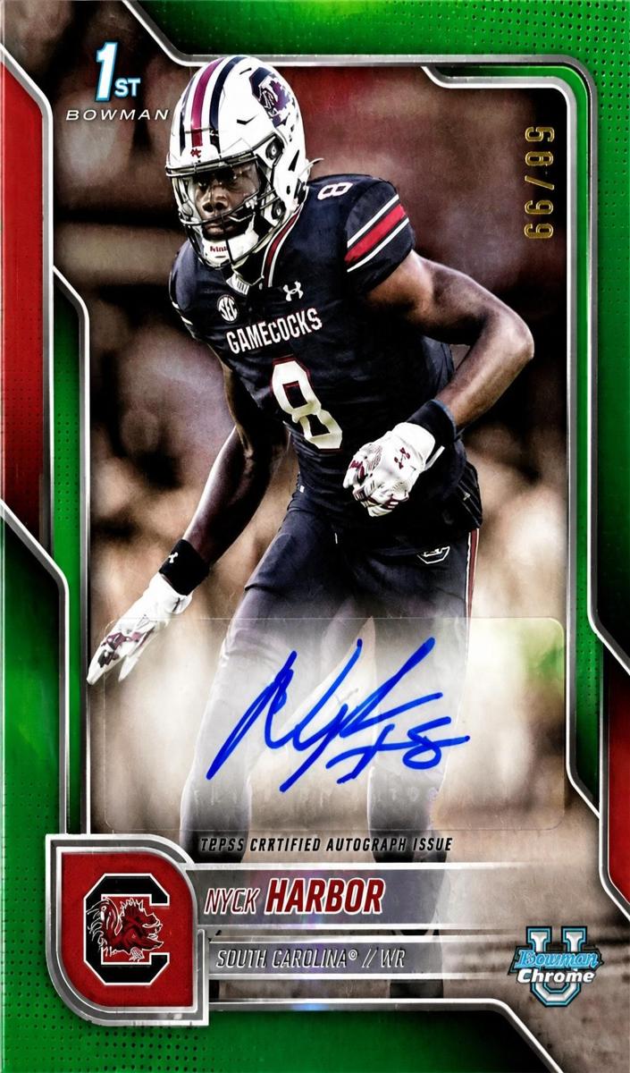 2025 Bowman Chrome University Football Green Refractor Nyck Harbor #BCA-NHA
