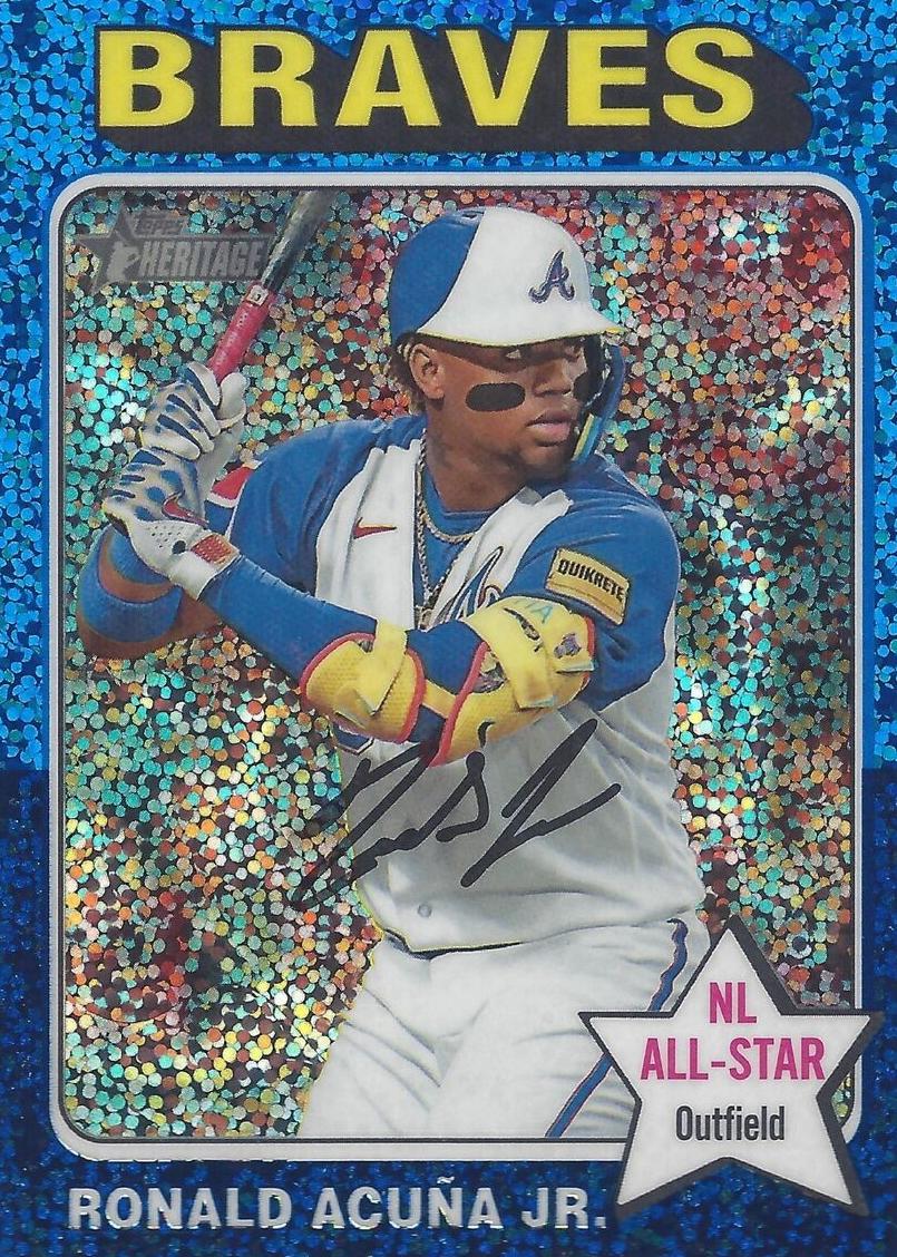 2024 Topps Heritage Chrome Baseball Blue Sparkle Ronald Acuna Jr. #321