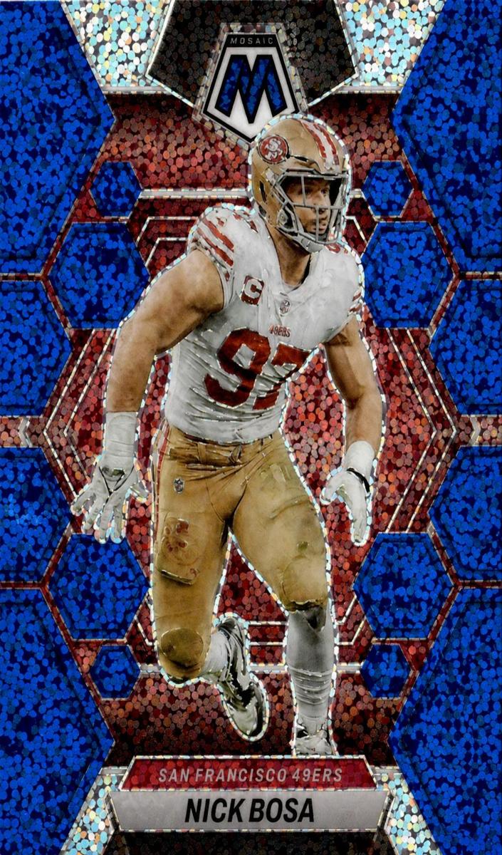 2023 Panini Mosaic Football Blue Sparkle Nick Bosa #216