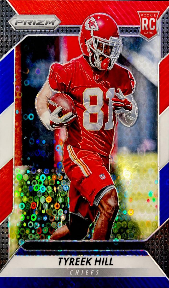 2016 Panini Prizm Football Red White and Blue Disco Prizm Tyreek Hill #296 PSA 10