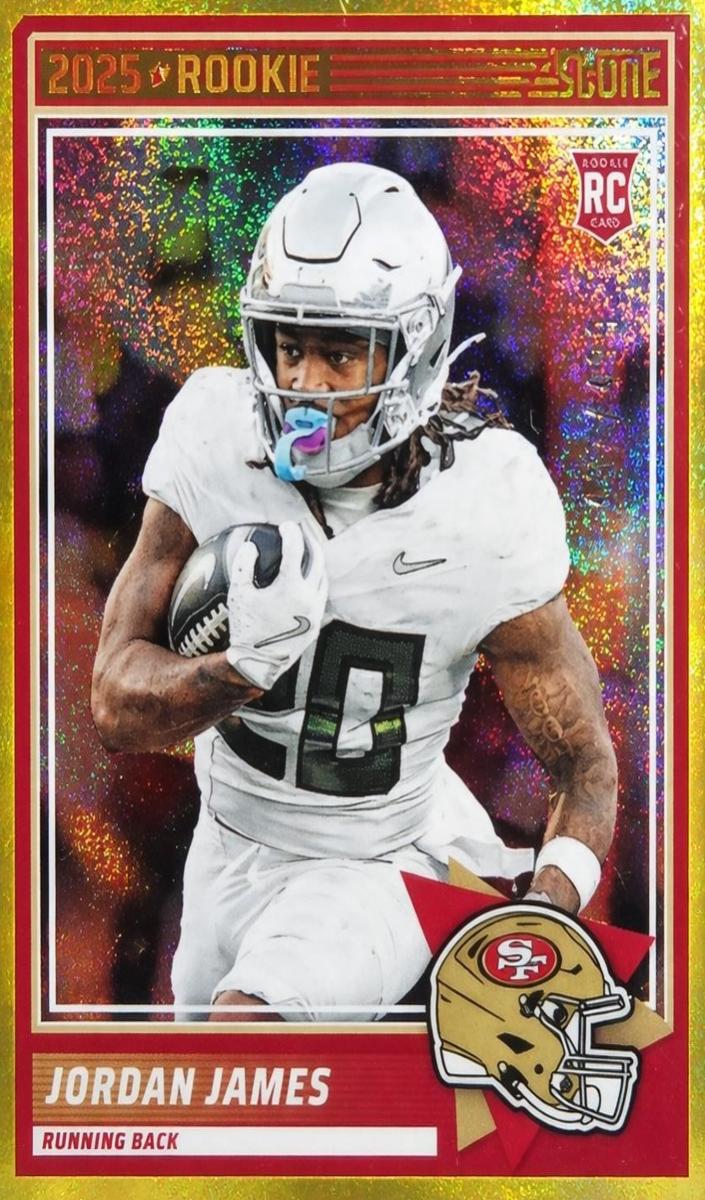 2025 Panini Score Football Dots Gold Jordan James #47
