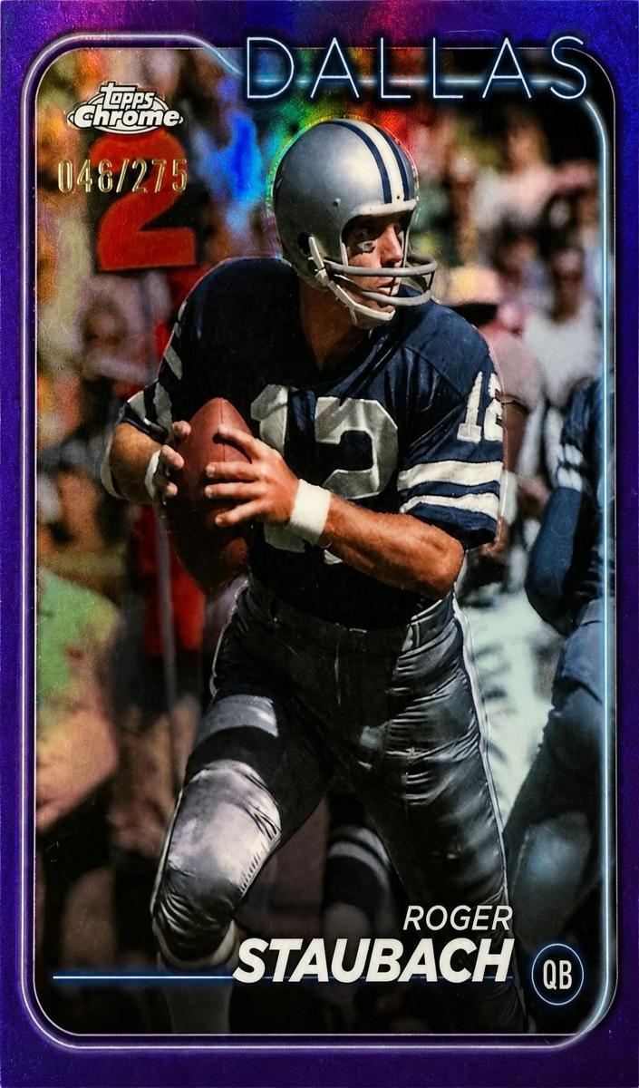 2024 Topps Chrome Football Purple Refractor Roger Staubach #39