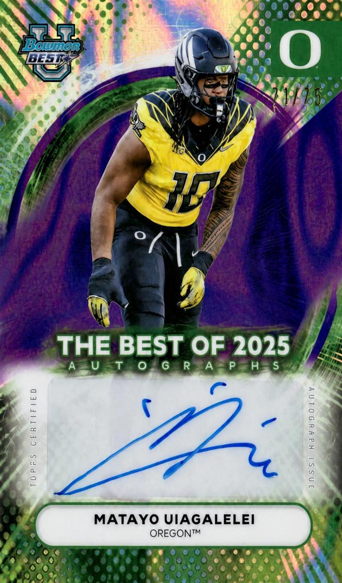 2025 Bowman Best University Football Purple Lava Refractor Matayo Uiagalelei #BOA-MU
